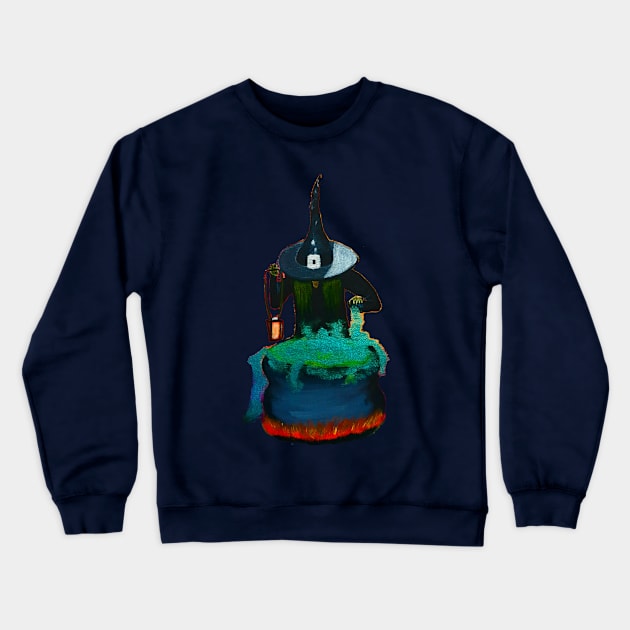 Spooky witch with a cauldron - Cool Crewneck Sweatshirt by LukjanovArt